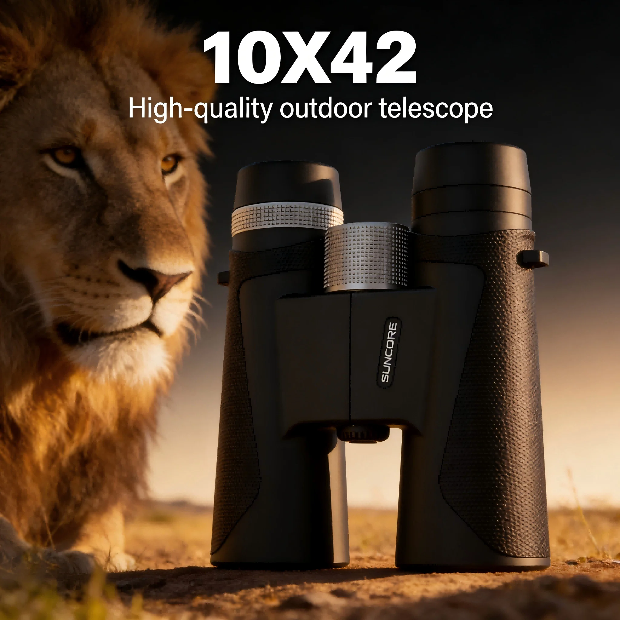 

10x42 adult binoculars, high-quality advanced FMC green coated metal handwheel binoculars