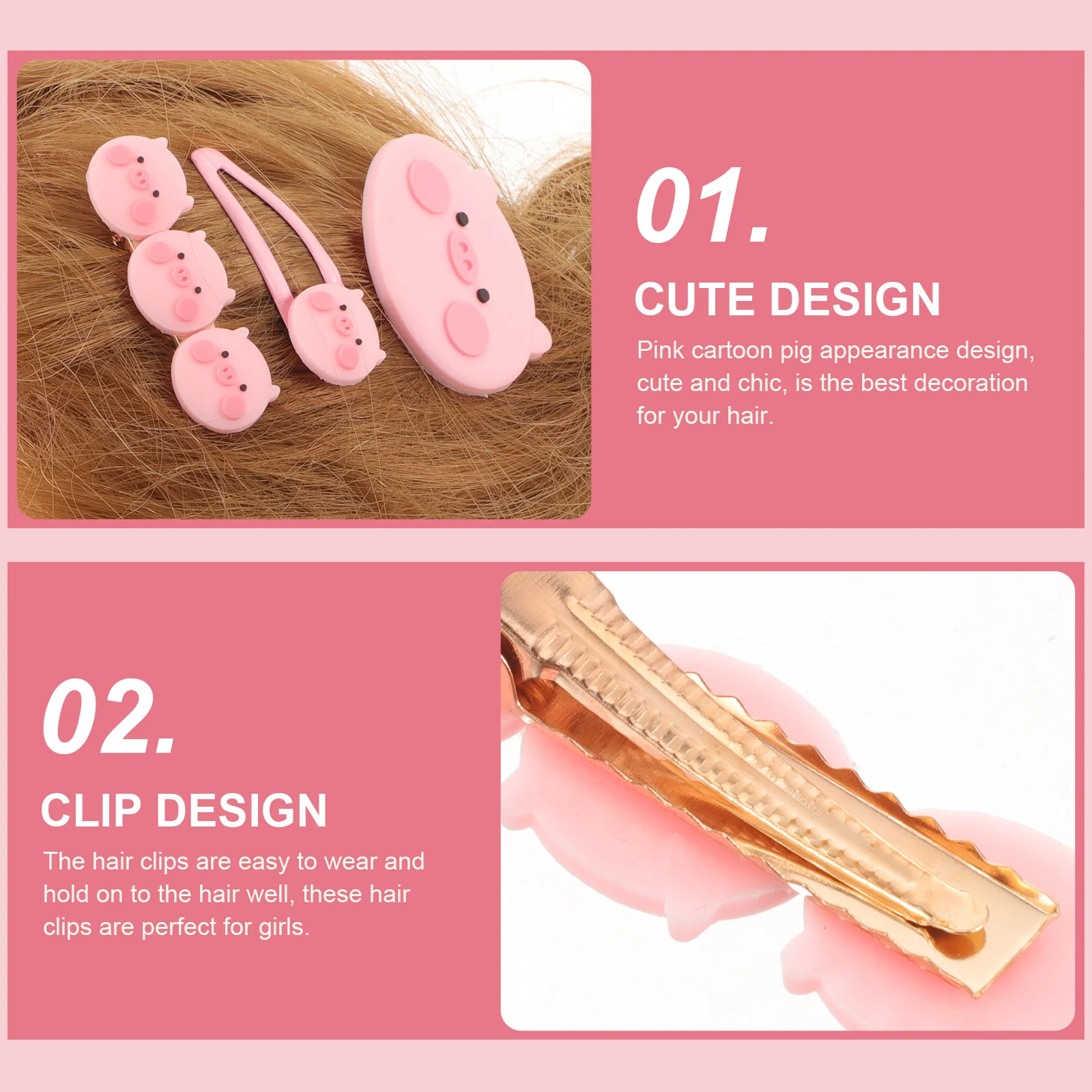 

9Pcs Pig Hair Clips Lovely Pink Cartoon Hairpins Resin Hairpin Cute Girls Kids Party Wedding Prom Accessories Lovely Pig Hairpin