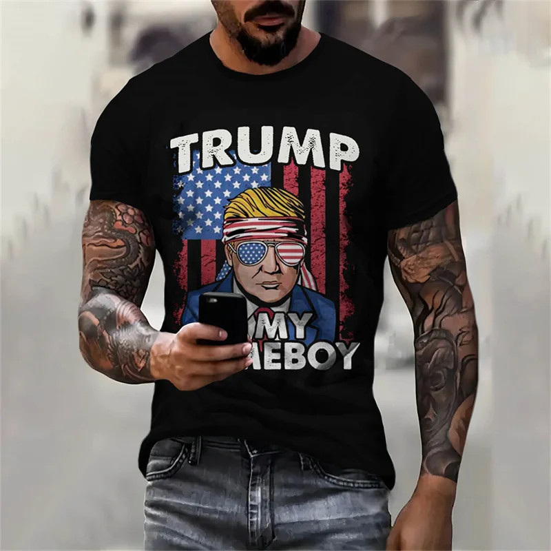 Harajuku New 3D Printing Donald Trump Kamala T Shirt Children Fashion Streetwear Short Sleeves Unisex Tee Shirts Mens Clothing