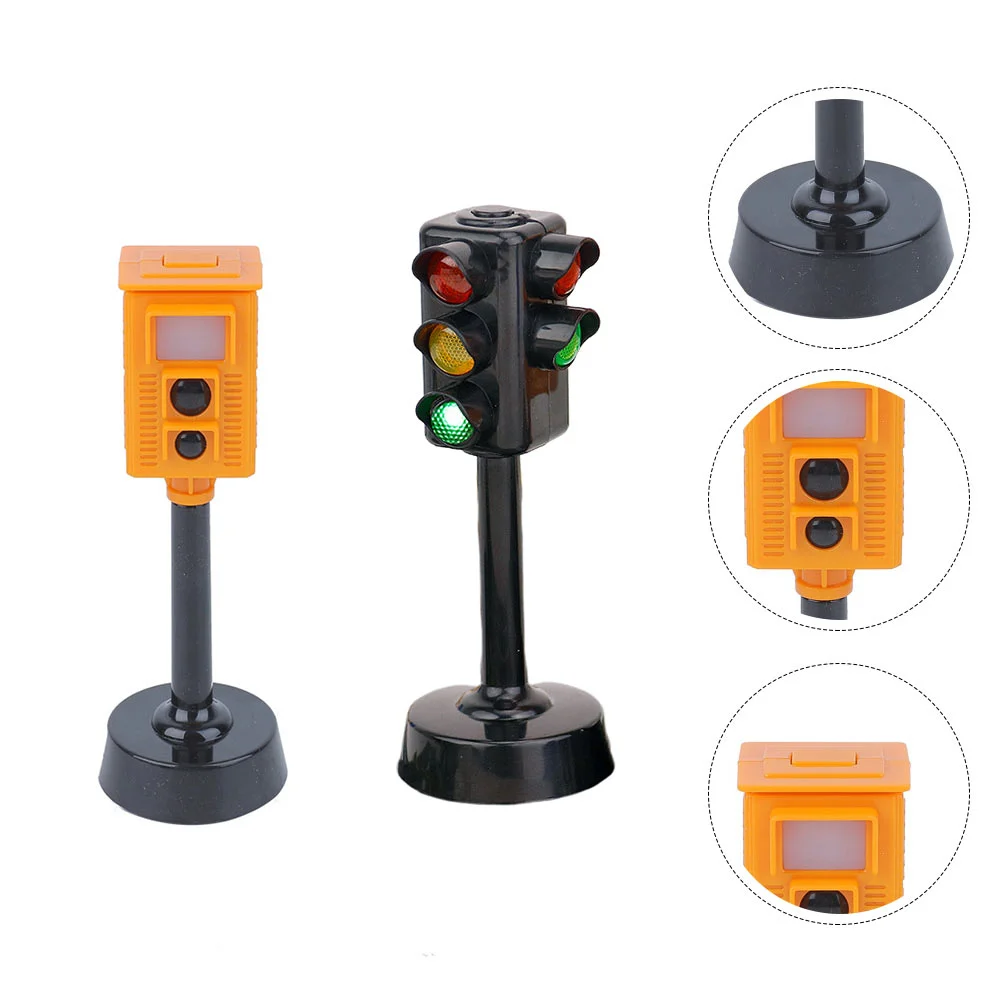 2 Pcs Traffic Light Toy Simulator Signs Toys Puzzle Mini Model Plastic Children Kids Playthings for