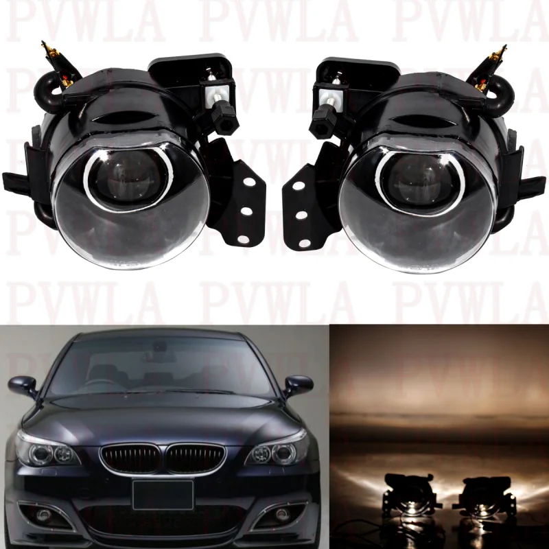 Pair Front Fog Lights Lamp With Convex Lens 63177897187 63177897188 For BMW E60 E90M 2003 2004 2005 2006 2007 2008 2009 2010