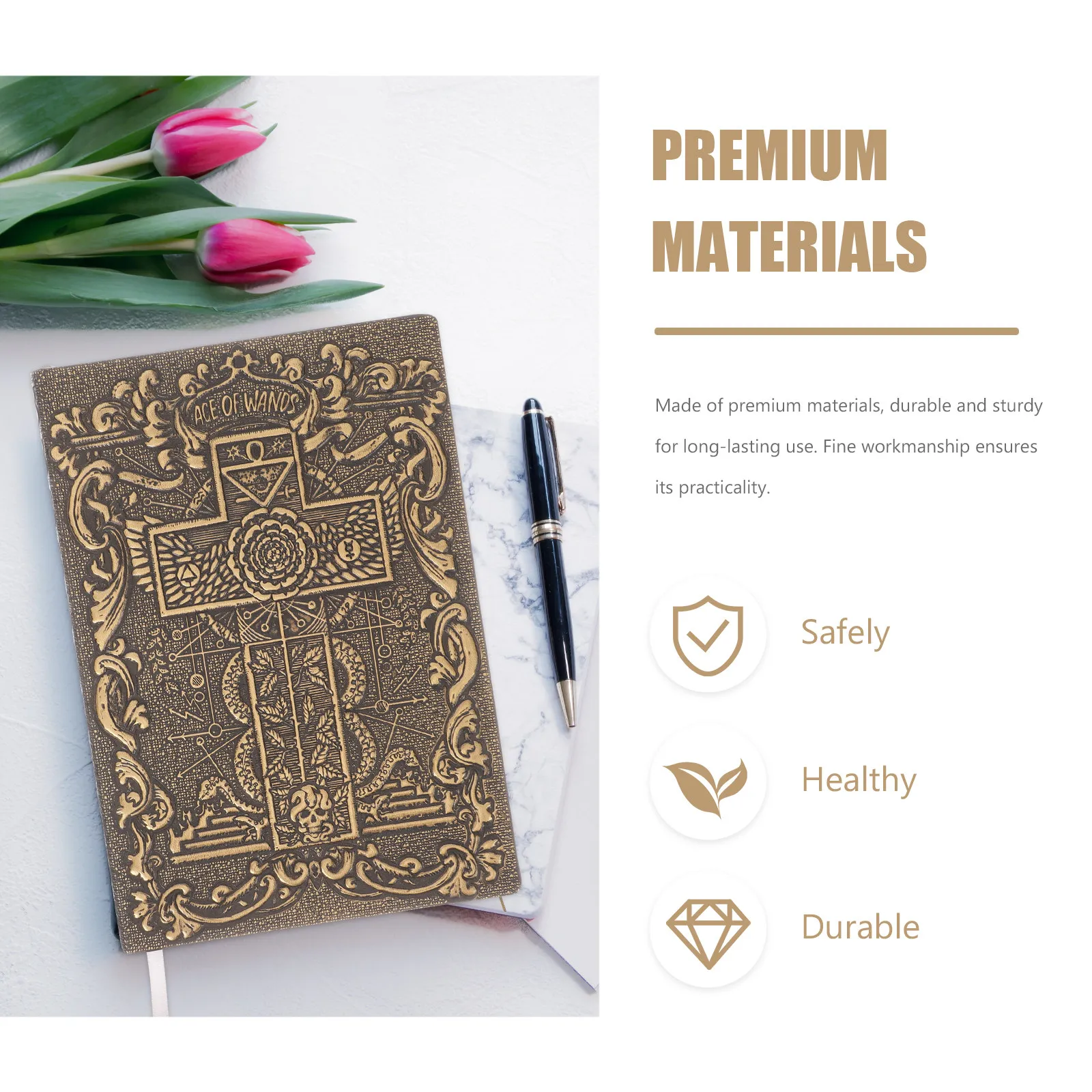 Vintage PU Journal Embossed Retro Sketchbook Travel Diary Notepad Compact Lightweight Classic Writing Blank Book
