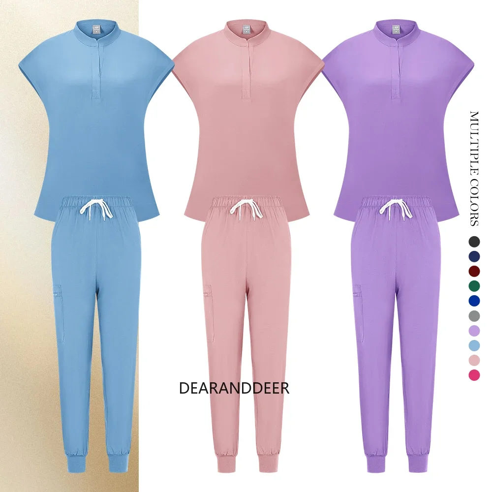 Pure color nursing uniform doctor nurse medical female hospital accessories beauty salon clinic operating room surgical set