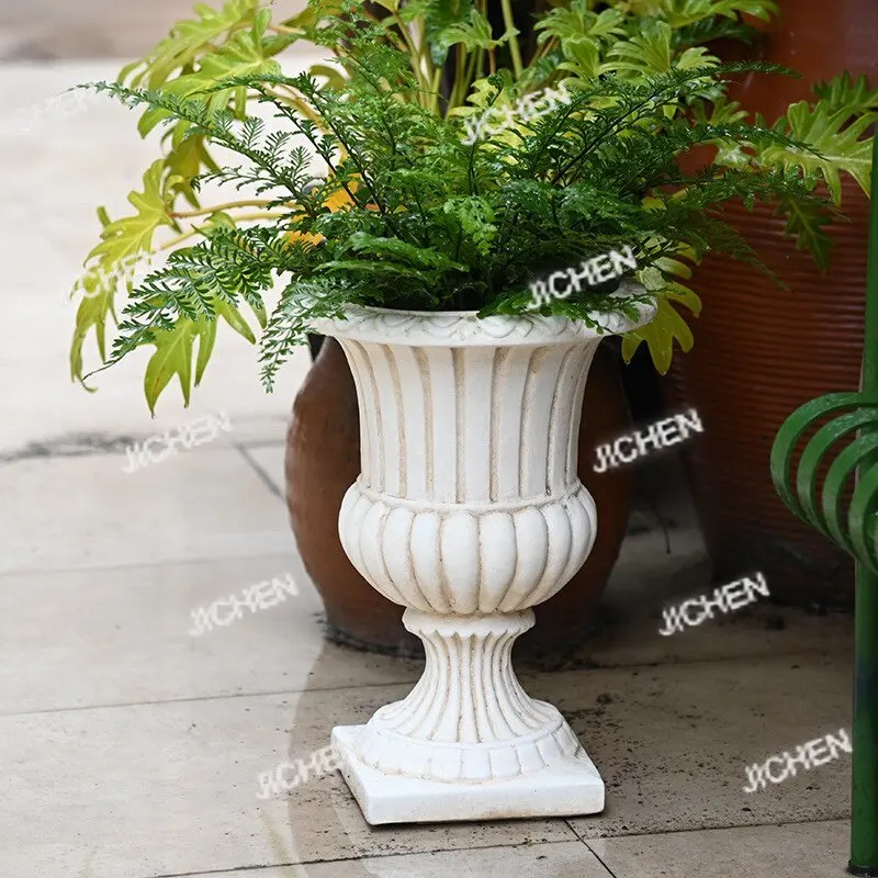 

Vintage European Roman flower pot large diameter trophy pot succulent flower ware floor-to-ceiling high pot garden balcony