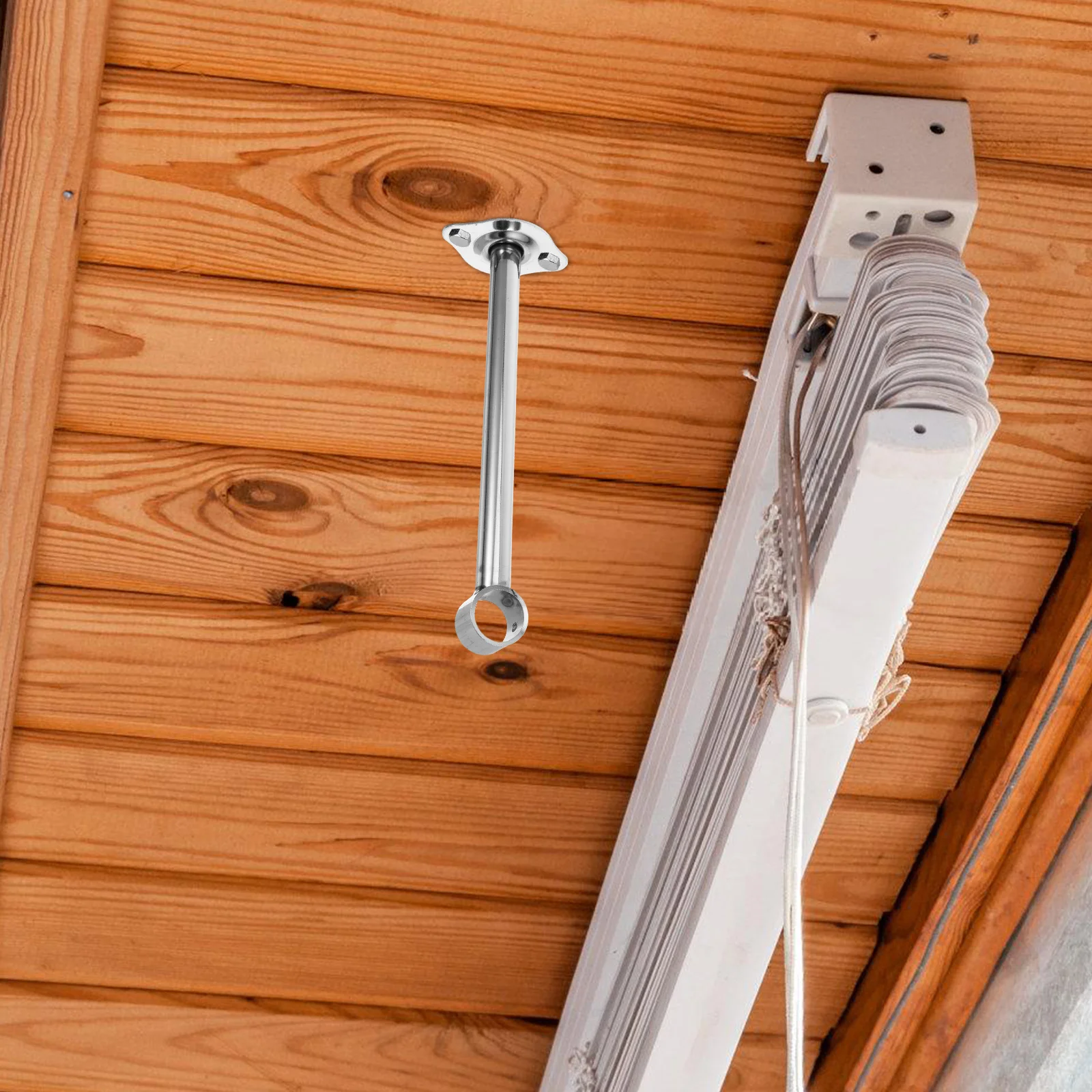 

2Pcs Thickened Stainless Steel Ceiling Mount Bracket for Curtain Rod Shower Closet Rod Pipe Holder Heavy Duty Support