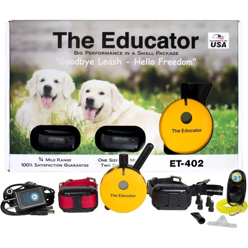 Educator ET-402-3/4 Mile Recargable 2 Perros Entrenador Ecollar con control remoto para Pequeños, Medios