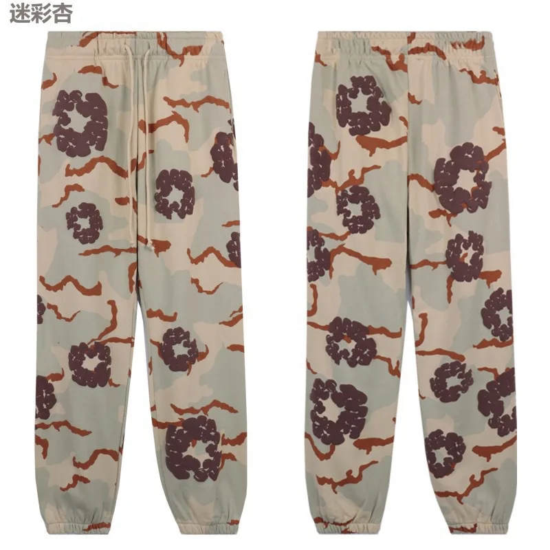 DENIM TEARS سراويل صحية مموهة عصرية جديدة رائجة البيع مطبوعة بالرغوة ، سراويل رجالية عصرية أوروبية وأمريكية