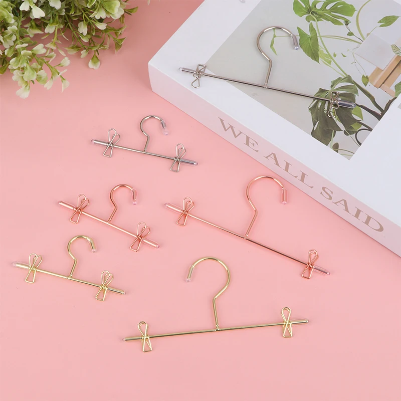 Metal Baby Clothes Pantyhose Clip Small Hanger Cute Mini Plastic Hangers Coat Dress Dolls Accessories for Doll Wardrobe