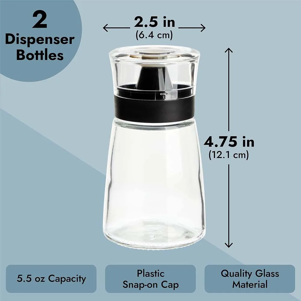 2PC Small Oil and Vinegar Dispenser Set for Kitchen,Glass Cruet Bottles with No Drip Tops for Salad Dressing,Balsamic,Soy Sauce