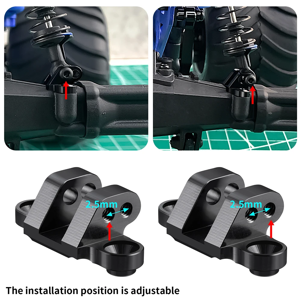 YEAHRUN-Soporte de suspensión inferior para coche teledirigido, aleación de aluminio, montaje de enlace ajustable, piezas de actualización para 1/18 Mini LMT 4WD Rc