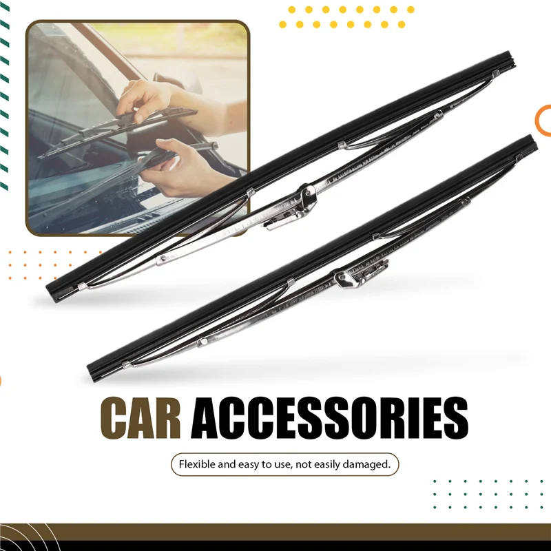 

ABQB-Car Front Windshield Wipers 12" 2Pcs Polished Universal Replacement Wiper Blades