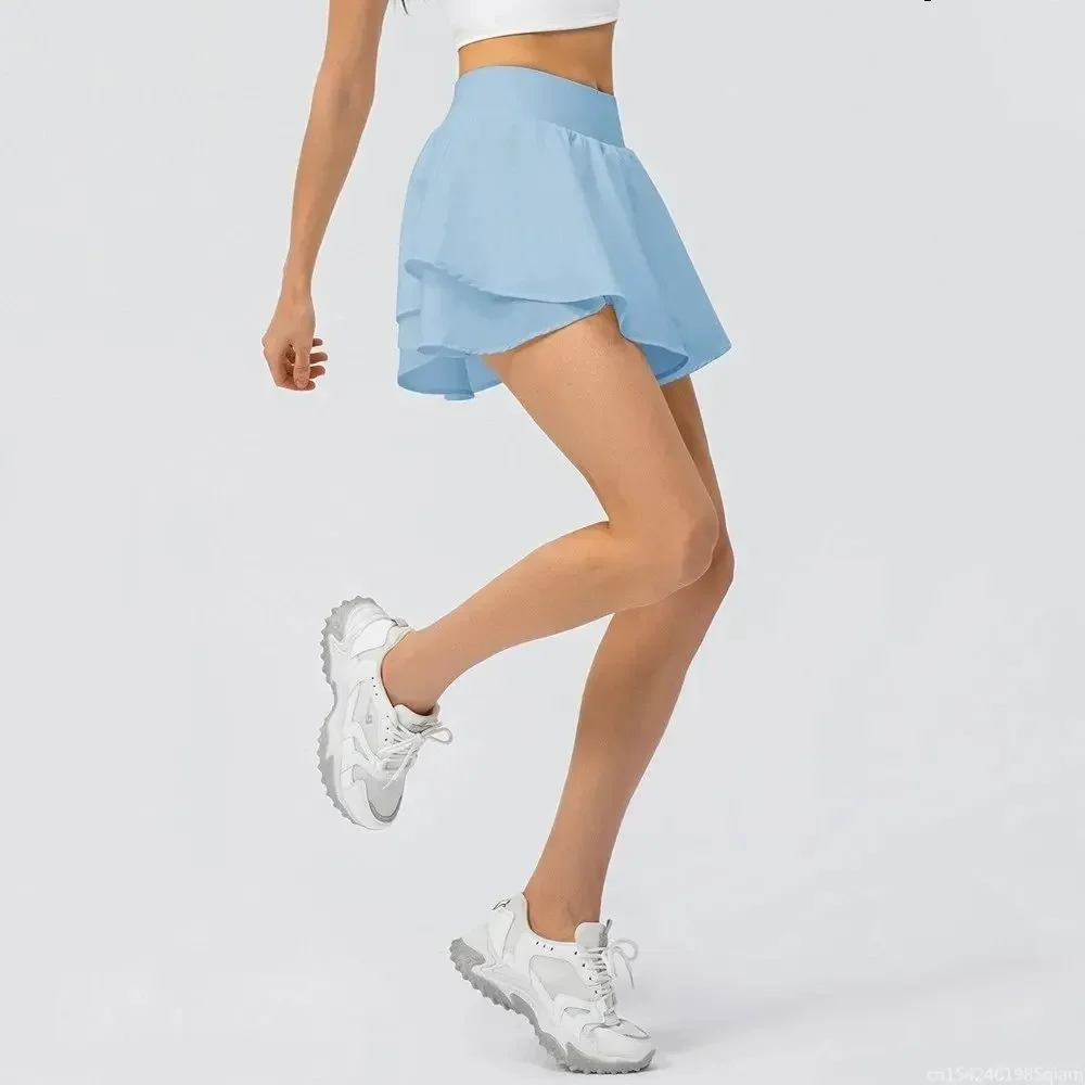 Women 2in1 Lightweight Pleated Tennis Skirts Running Sports Tennis Shorts 2 in Quick Dry Skirts Lightweight Breathable Short