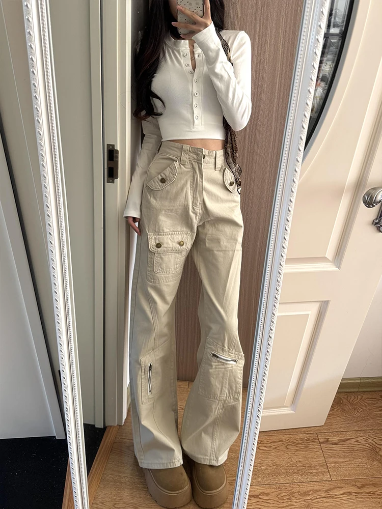 Vintage American Retro Goth Pants Y2K Trousers Punk High Waisted Casual Streetwear Harajuku Subculture Style Autumn Fashion
