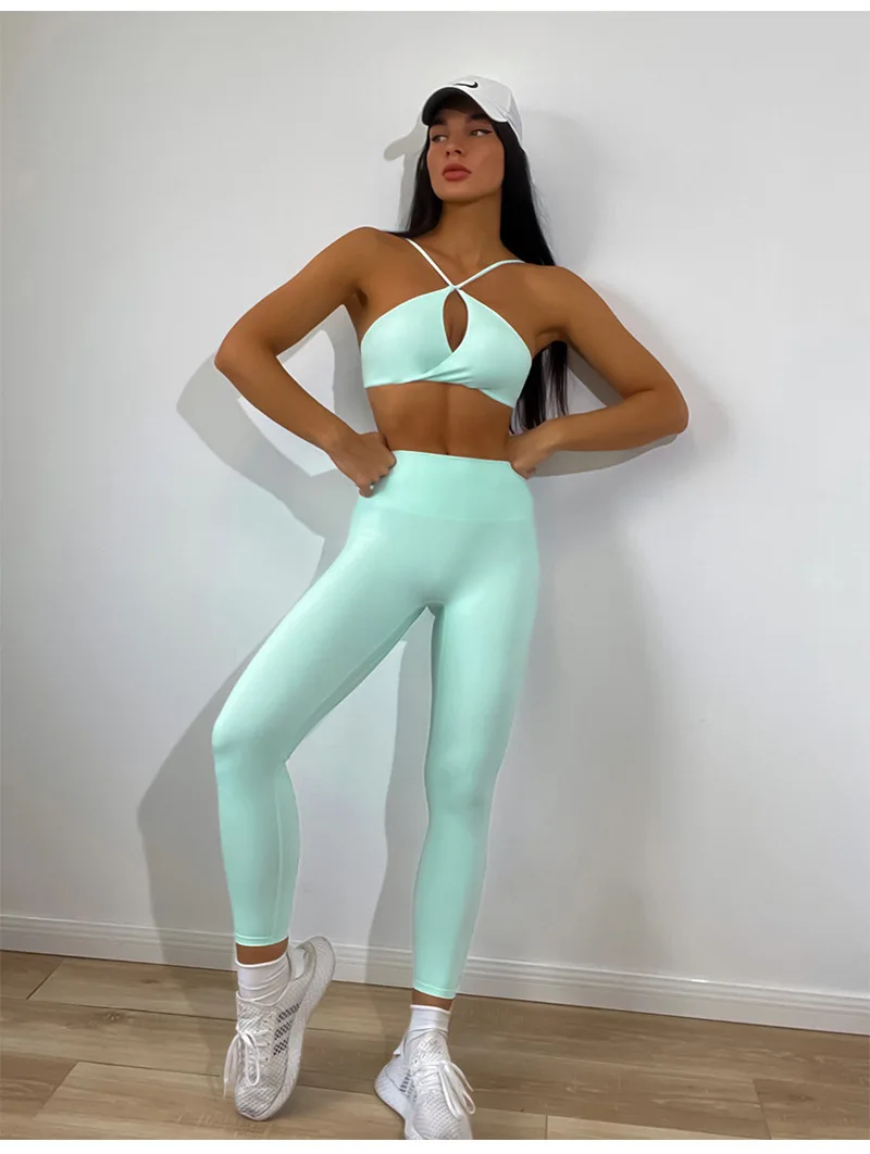 Yoga Set Sport Women Gym Suit sSeamless Push Up Butt Scrunch Legging Shockproof Bra Crop Top Workout Clothes Female Tracksuit