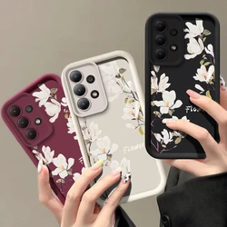A55 Phone Case For Samsung Galaxy A35 A33 A53 A73 A34 A54 A55 F13 F23 M13 M15 M54 M51 M34 M31 Plant Flowers Silicone Soft Cover