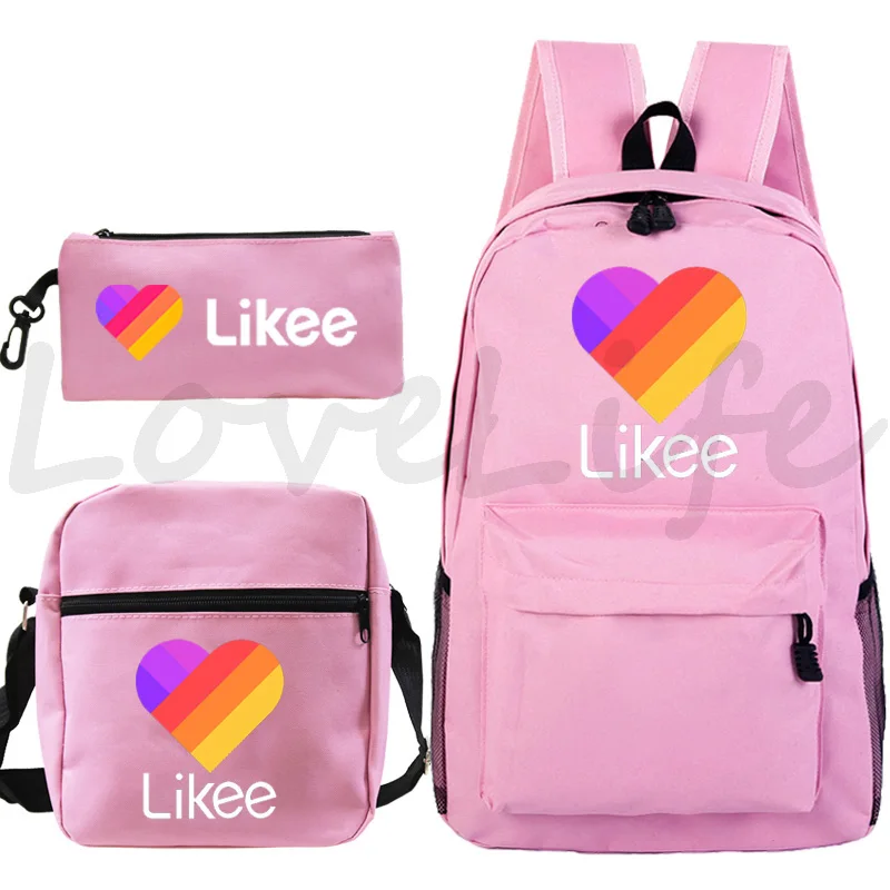 

Russia LIKEE LIVE Backpack Women Girls School Bags Bookbag Cute Cat Knapsack 3pcs/set Likee Video Rucksack High Quality Backpack