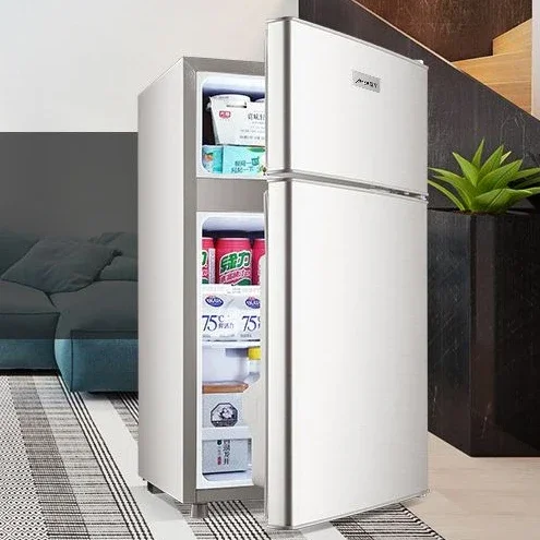 Refrigerador de porta dupla para pequenas duas pessoas, mini congelador, economia de energia, refrigeração, grande capacidade, agregado familiar