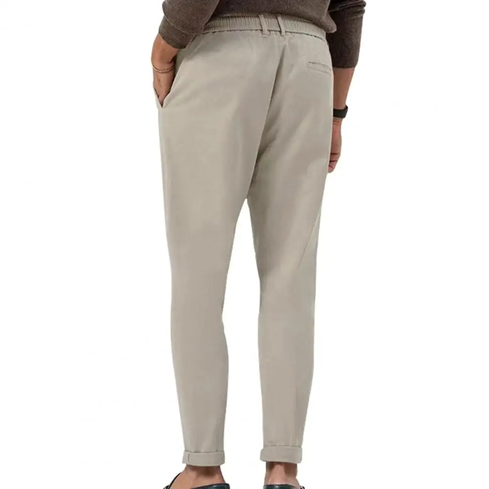 Wrinkle Resistant Work Pants Men's Relaxed Fit Trousers Breathable Straight Leg Dress Pants Drawstring Office for Business