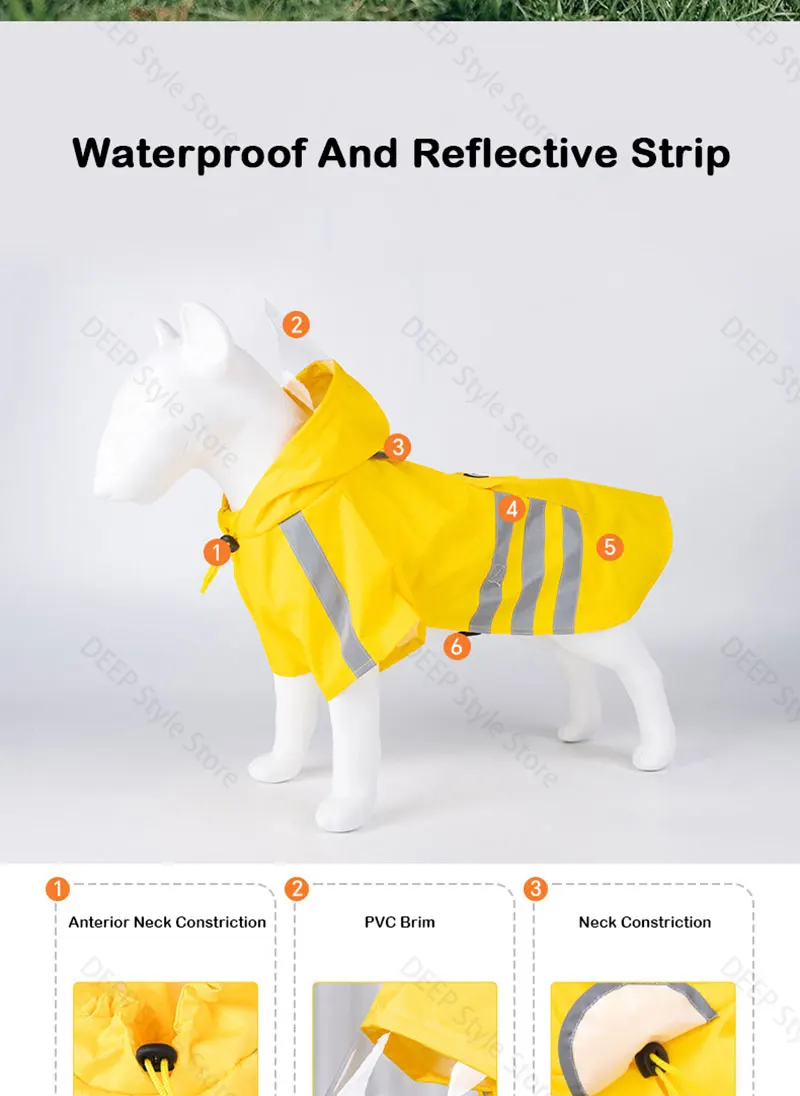 2026 Neuer Wasserdichter Reflektierender Hunde-Regenmantel mit Kapuze, Leichter Sommer-Regenponcho für Welpen, Outdoor-Regenjacke für Kleine Hunde – Detail 8