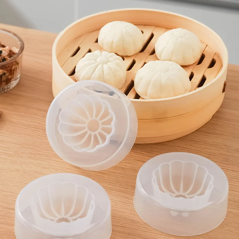 1PCS DIY Homemade Round Baozi Plastic Mold Moon Cake Steamed Stuffed Bun Makers Baby Complementary Food Baking Pastry Tool