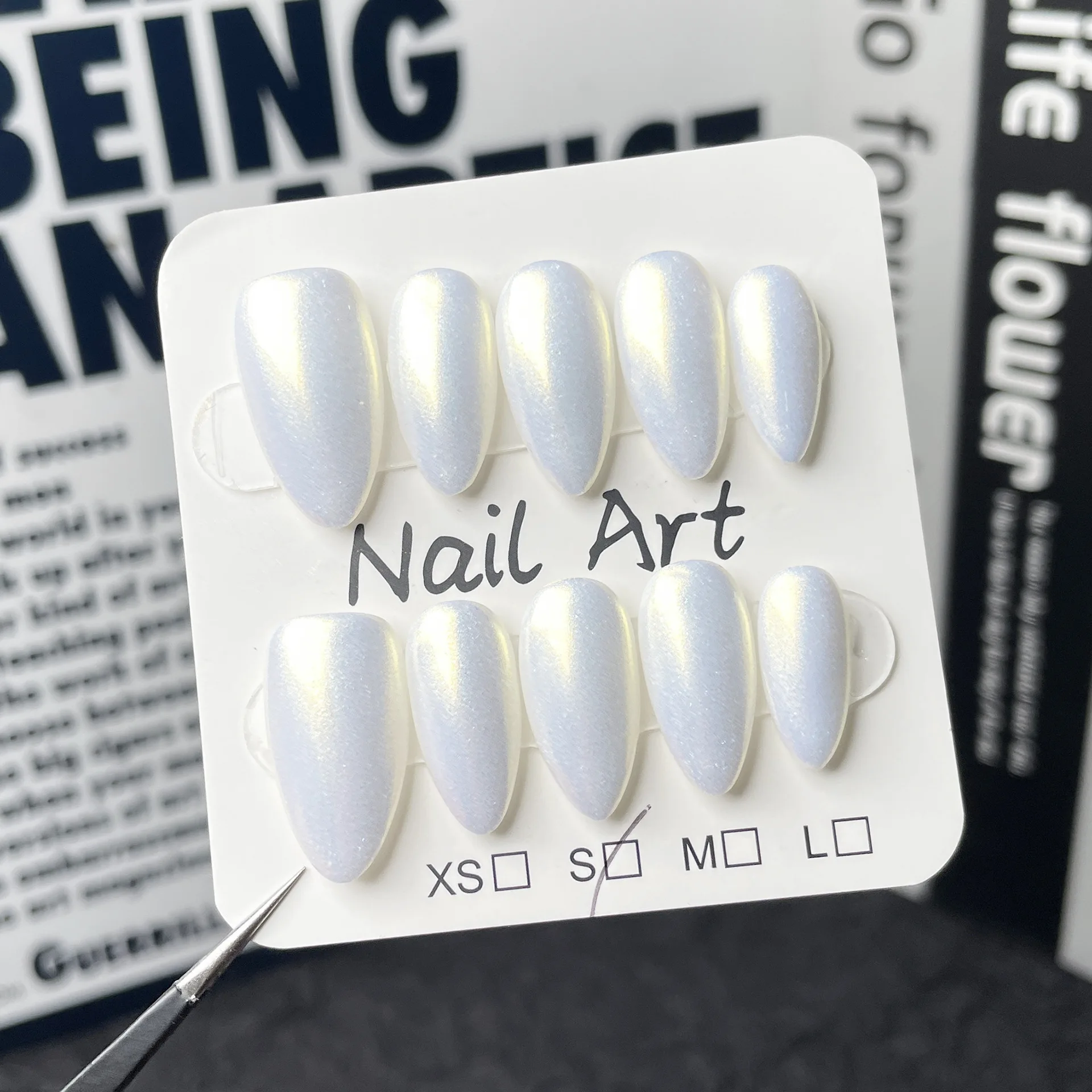 10 قطعة غطاء كامل أحمر مسمار نصائح منتصف طول اللوز اليدوية رسومات أظافر صناعية يمكن ارتداؤها بلون عين القط اضغط على مجموعة الأظافر وهمية