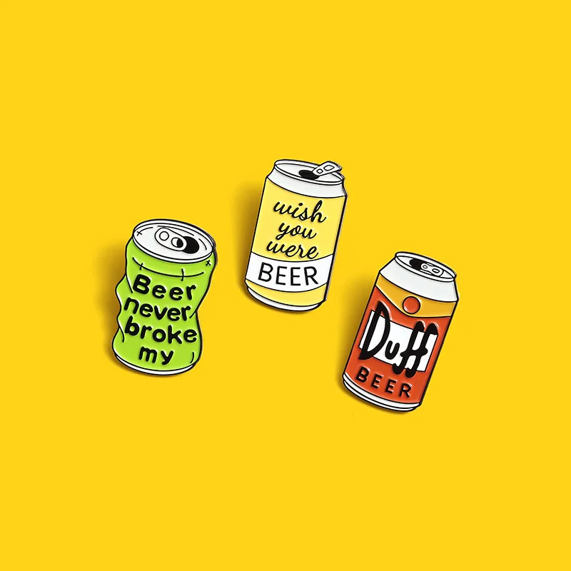 Cartoon Can Letter Brooch Duff Beer Can Beer Drink Paint Alloy Badge Personalized Versatile Clothing Bag Accessories Badge image 2