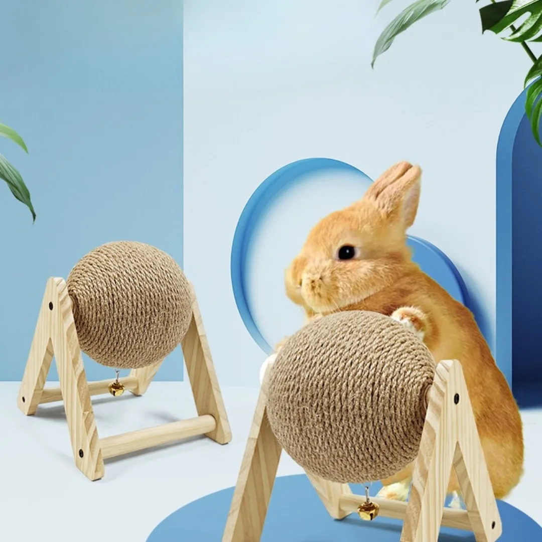 

1PC creative simple pet boredom toys rabbit teeth grinding claws sisal ball dwarf rabbit bite-resistant vent play toys.