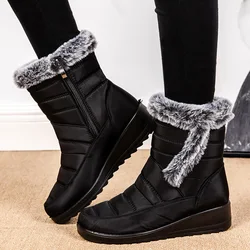 Buty damskie Śnieg Miękkie buty damskie Platforma Buty damskie Futro Utrzymuj ciepło Buty damskie Nowe Plus Size Botas Mujer Buty zimowe