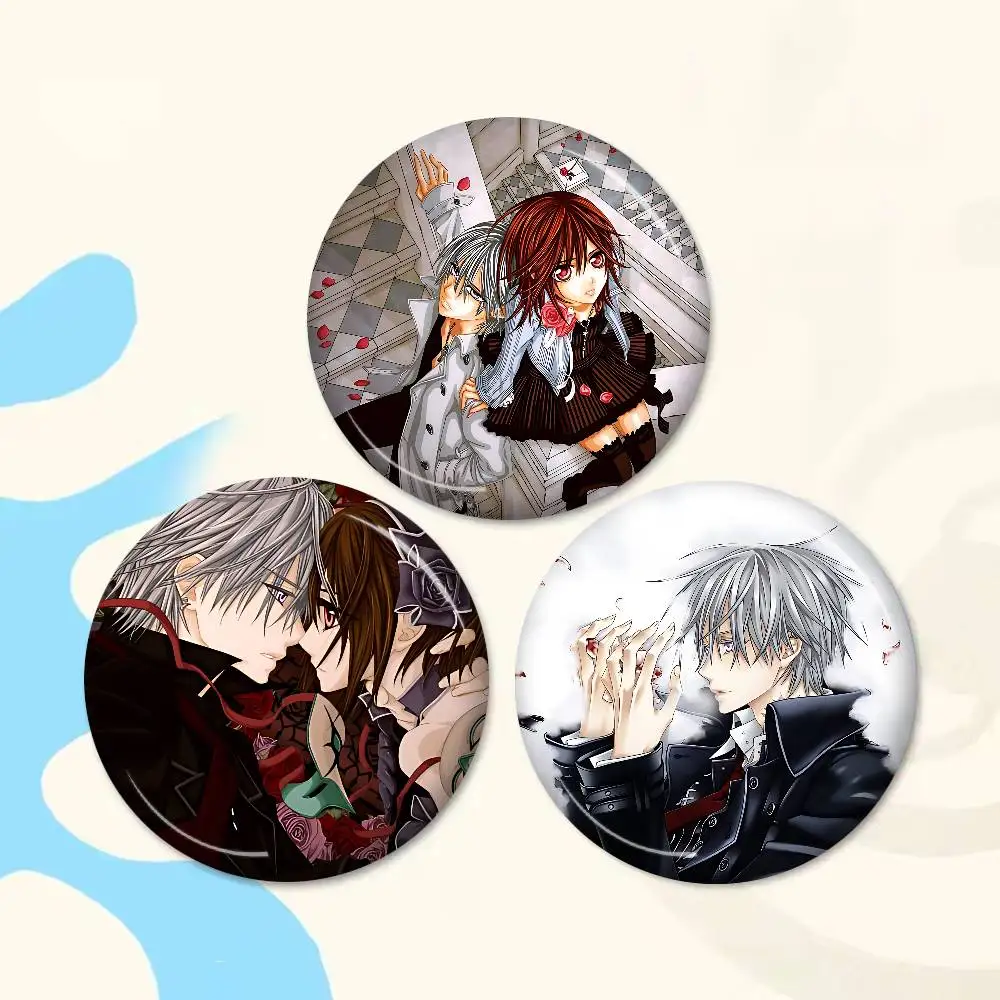 Vampire Knight Anime Round Button Pins Slogan Creative Brooches Backpack Clothes Decoration Fashion Cartoon Jewelry Gifts