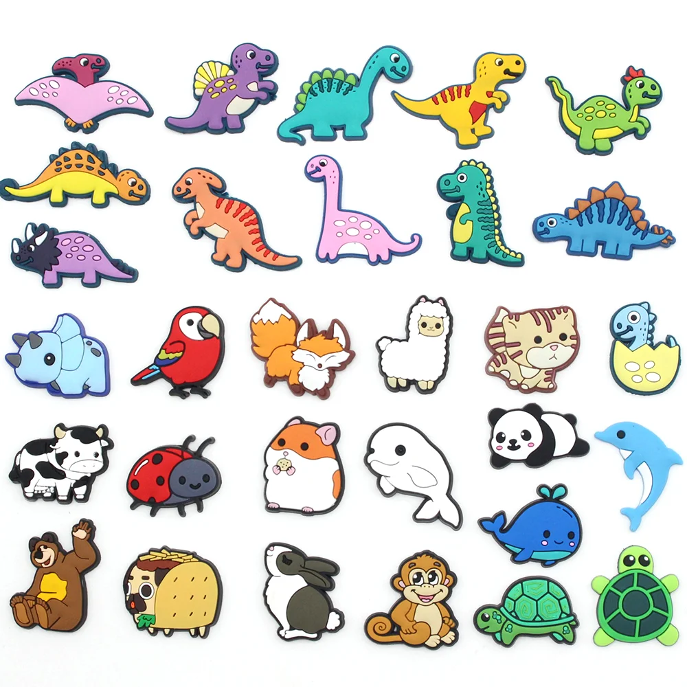 Cute 1pcs cartoon animal dinosaur DIY shoe charms garden Accessories buckle fit clogs sandals pins decorate kids gifts