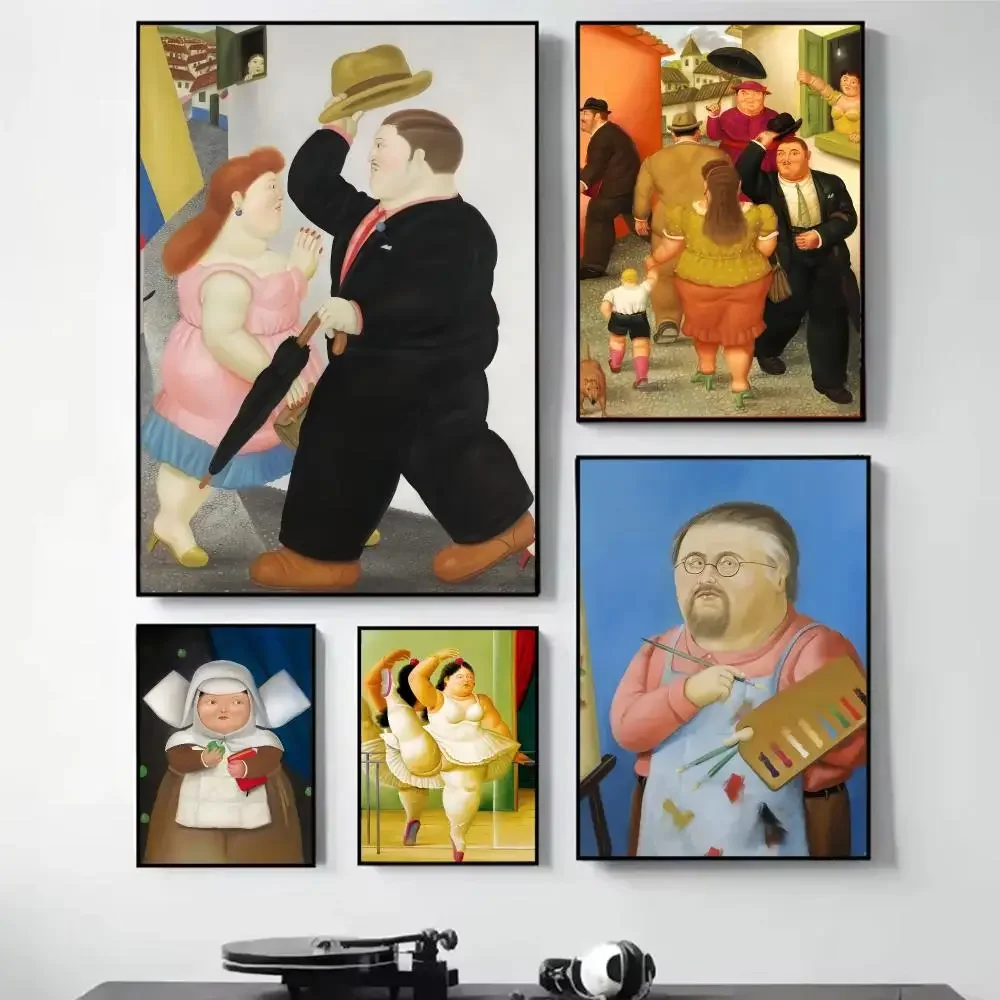 F-Fernando Botero Dancer Painting Painting Calligraphy Self Adhesive Wall Art Waterproof Print For Bedroom Hallway Home Decor