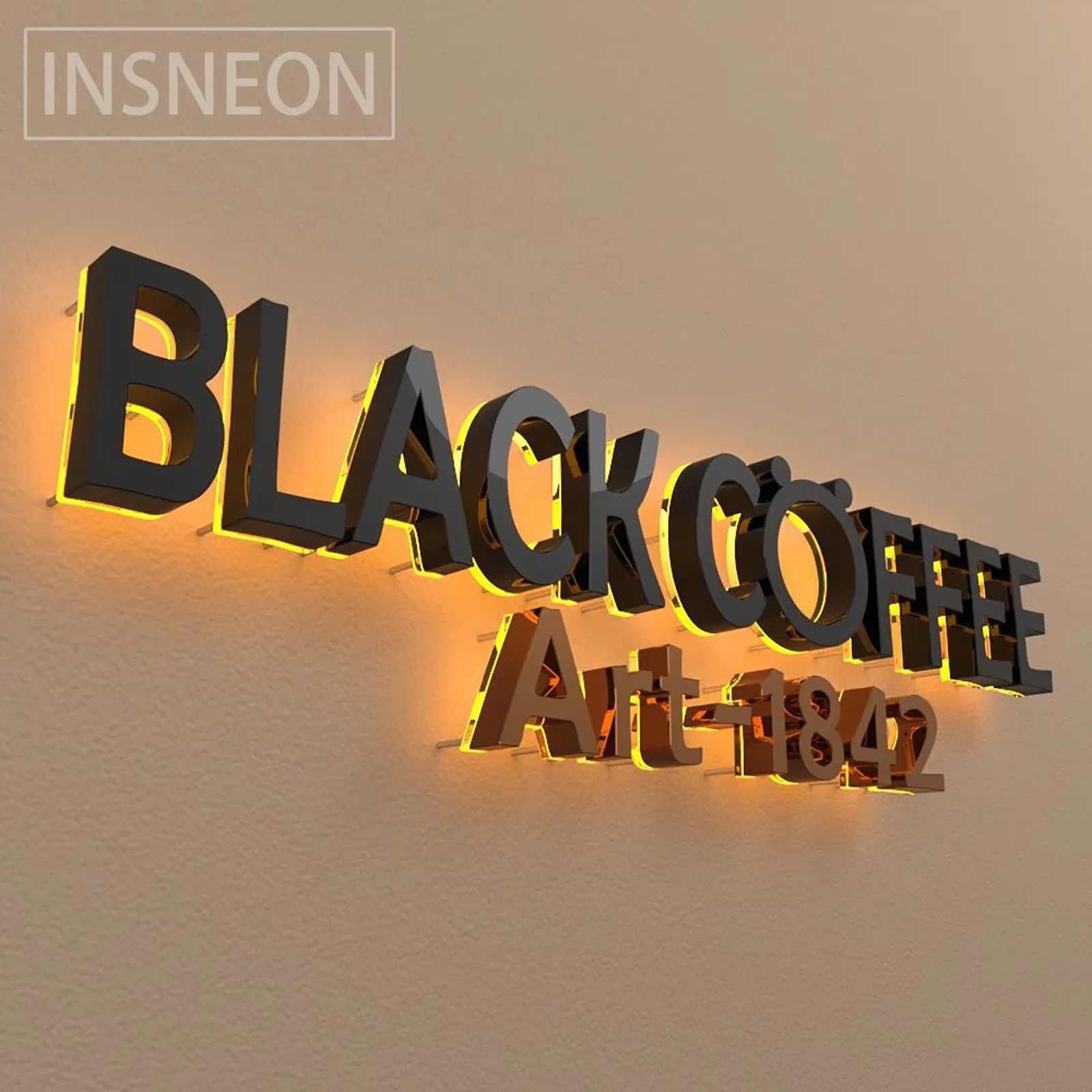 LED Kustom 12V Led Menyala Tanda Logo Akrilik 3d untuk Logo Perusahaan Surat Tanda Dinding 3d Tahan Cuaca