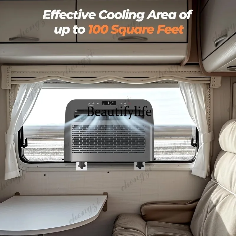 Window Type Air Conditioner 6500 BTU Cools, Ideal For 120Sq.ft Small Rooms, 4-in-1 Remote Control Window AC Unit Fast Cooling