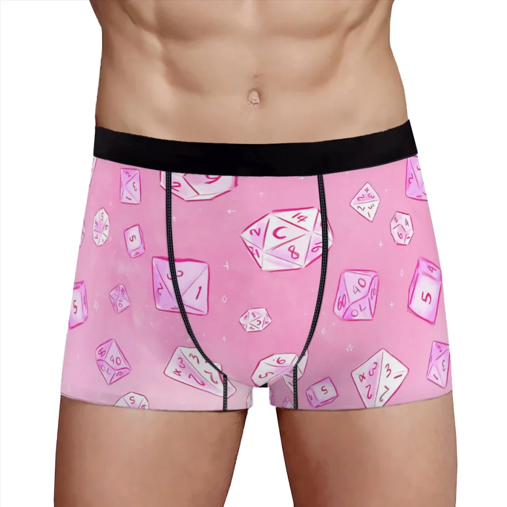 Pastel Pink Aesthetic Dice Pattern DnD Game Underpants Cotton Panties Men's Underwear Comfortable Shorts Boxer Briefs