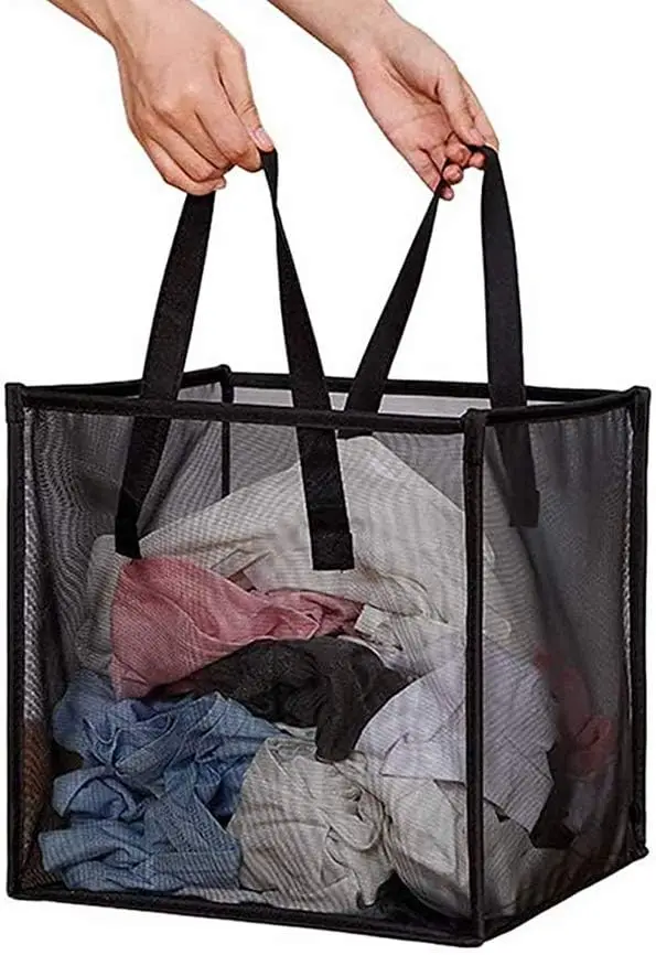 

Pop Up Laundry Baskets - Mesh Collapsible Laundry Hampers Storage with Handle - Foldable for Washing