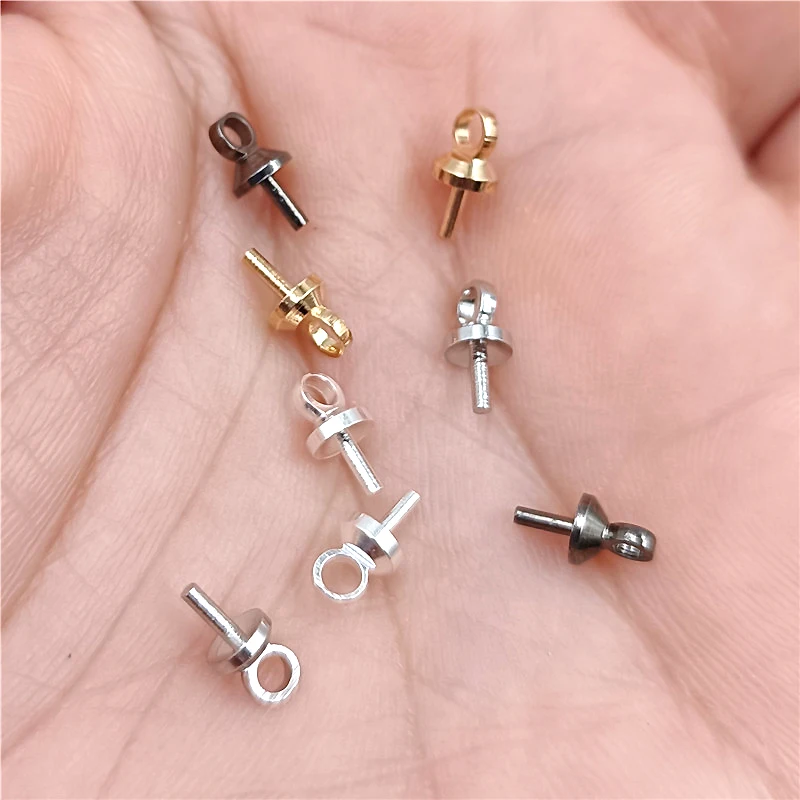 20Pcs 4*8mm Sheep Eye Beads Cap Earrings Pendant Nail Screw Beads Holder Handmade DIY Jewelry Accessories