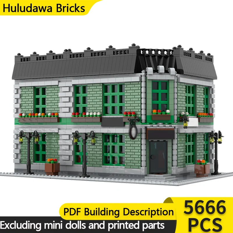 City Street View Model MOC Building Bricks Double-Storey Tavern Modular Technology Children Holiday Gifts Assemble Toys Suit