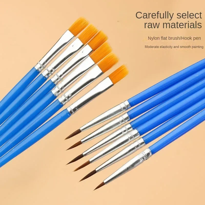 10/20/50Pcs Paint Brushes Set Acrylic with Craft Watercolor Oil Flat Round Pointed Paint Brushes Stationery Art School Supplies