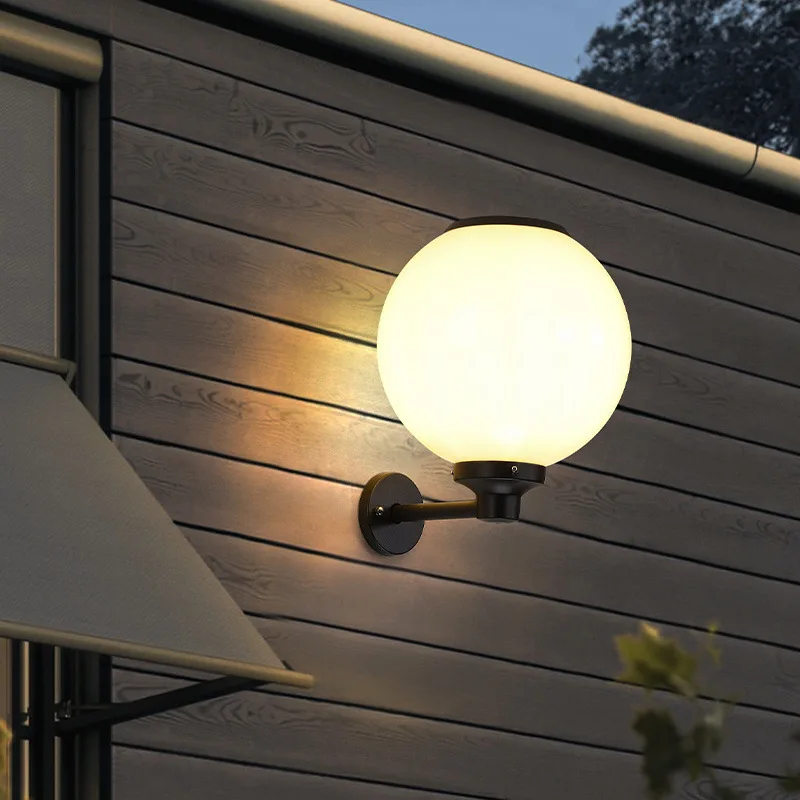 Luz Solar de pared exterior, iluminación de jardín, Villa, Simple, impermeable, puerta de casa, lámparas redondas externas a prueba de óxido, terraza