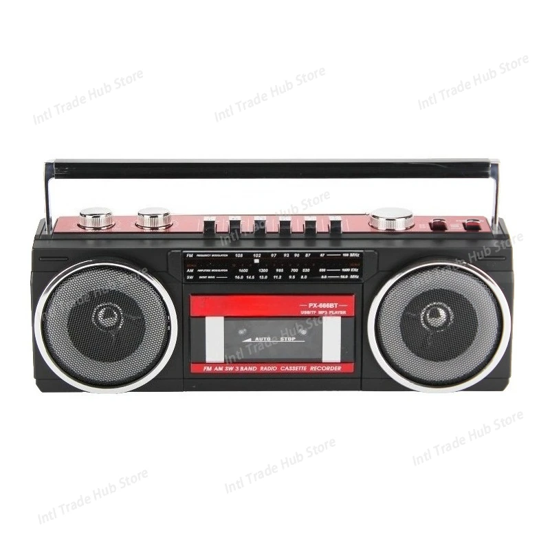 

Многодиапазонный магнитофон с позолоченным тиснением, Bluetooth-магнитофон с двумя динамиками, многофункциональный FM-плеер для пожилых людей