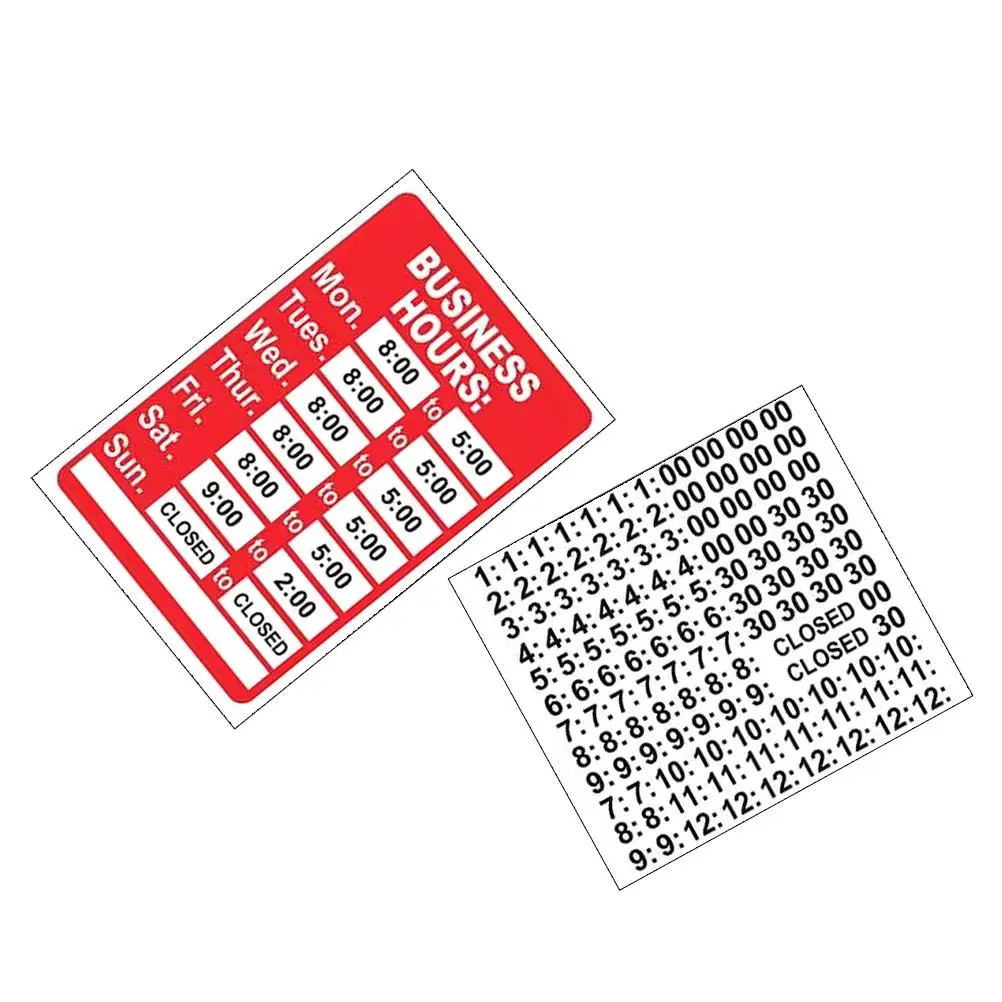 

2 Pcs Hours Stickers Open Sign For Store Office Time Plaques Opening Hours Sign Operational Hours Signage Store