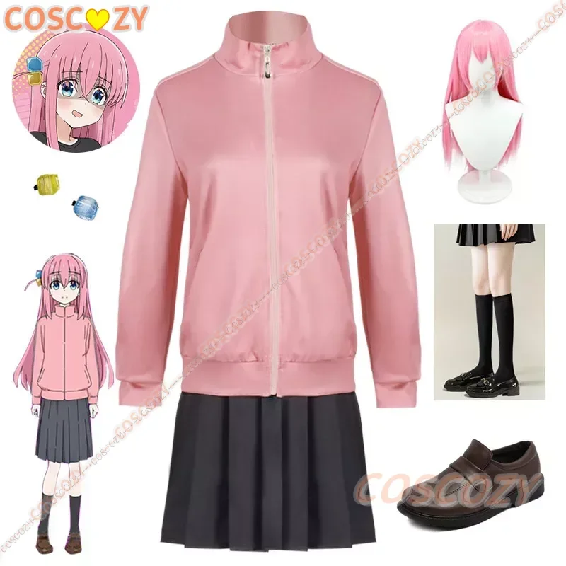 Costumes de Cosplay Anime Bocchi The Rock, Robe de Jeu de Rôle Hitori Nijika IjpiercRyo CHRISTada Ikuyo Kita, Uniforme JK, Jupes Perruque