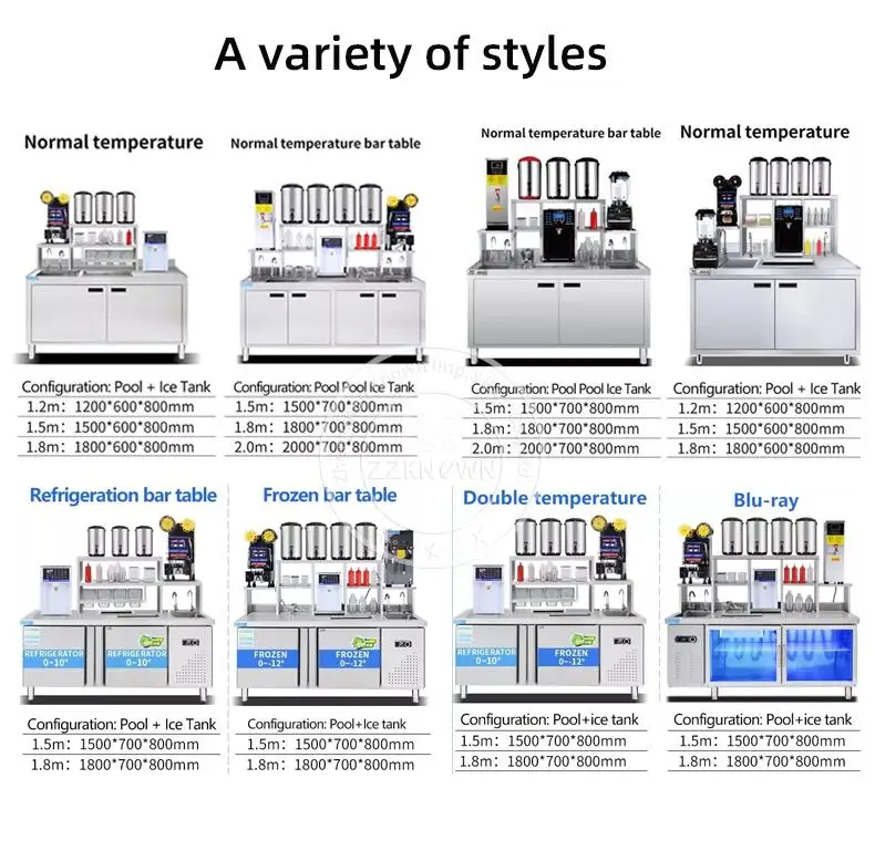 Oferta fabryczna Niestandardowe różne rozmiary maszyny barowej Milktea Herbata bąbelkowa Przygotowanie Stacja robocza Licznik stołowy