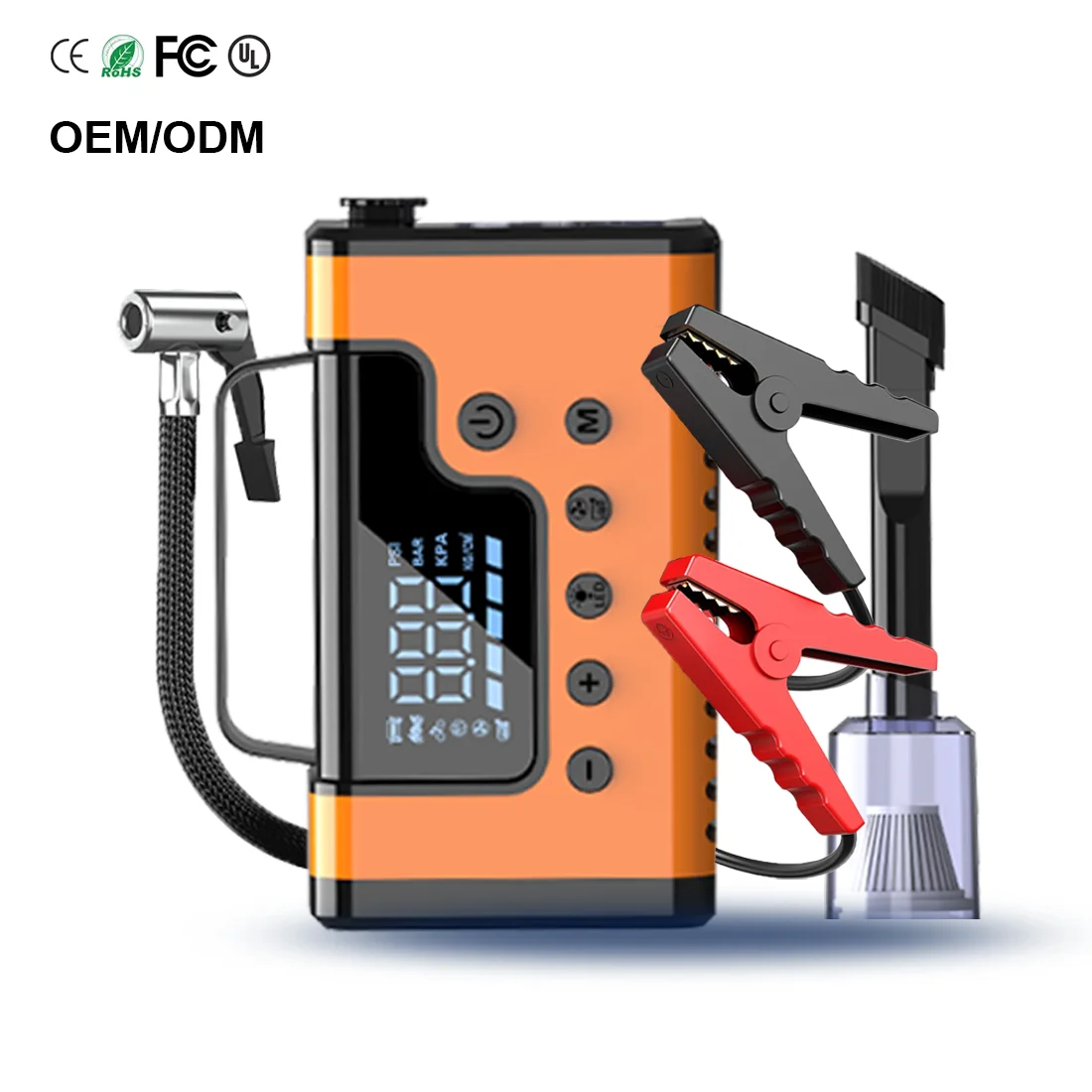 

Portable 8 in 1 Car Battery Booster with Air Blower Jump Starter Power Bank with Tire Inflator Jump Box with Car Vacuum Cleaner