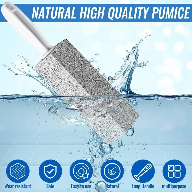 Pumice Stone Toilet Bowl Cleaner with Handle Efficient Stain Remover for Bathroom Kitchen and Grill Cleaning with Hooks