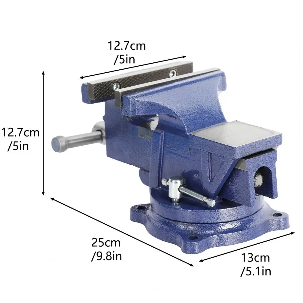 360° Double Locking Swivel Base Bench Workshop Clamp Oversized Striking Anvil Serrated Jaws Workshop Bench Clamp Base Bench Vise