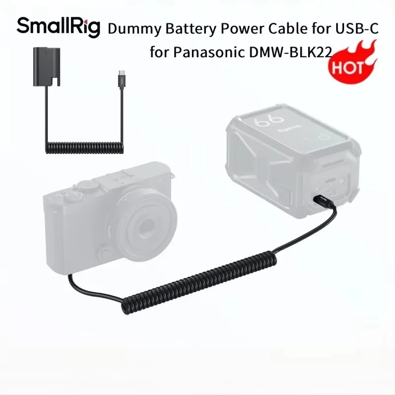 SmallRig Dummy Battery Power Cable for USB-C for Panasonic DMW-BLK22 for Panasonic S5/S5M2/S5M2X/S9/ GH6/ GH7 Fast Charging 6657