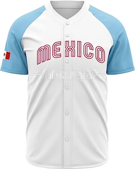 2024 Mexico Baseball jersey 3D Print Mesh Free Custom Name Baseball Shirt Men\'s Street Oversize Apparel Short Sleeve Sportswear