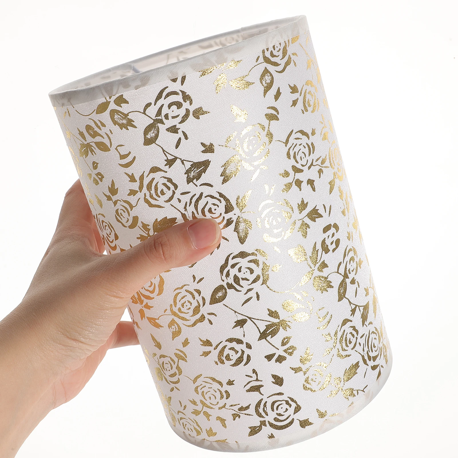 

Golden Rose Fabric Lampshade E27 Base Compatible Small Barrel Shades Light Accessories Replacement Desk Wall for Bedroom