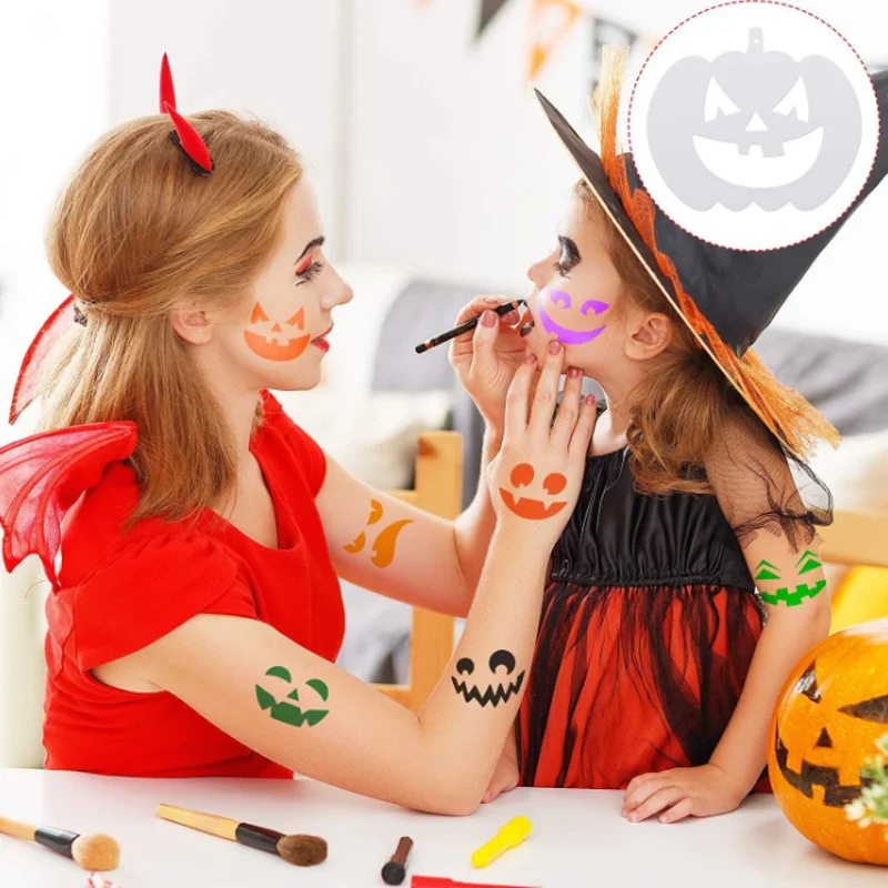 

Halloween Pumpkin Hollow Painting Template DIY Ghost Graffiti Drawing Copy Board Face Arm Body Art Makeup Tattoo Stencil